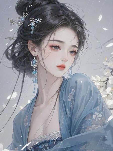 秋雨涟涟落海棠